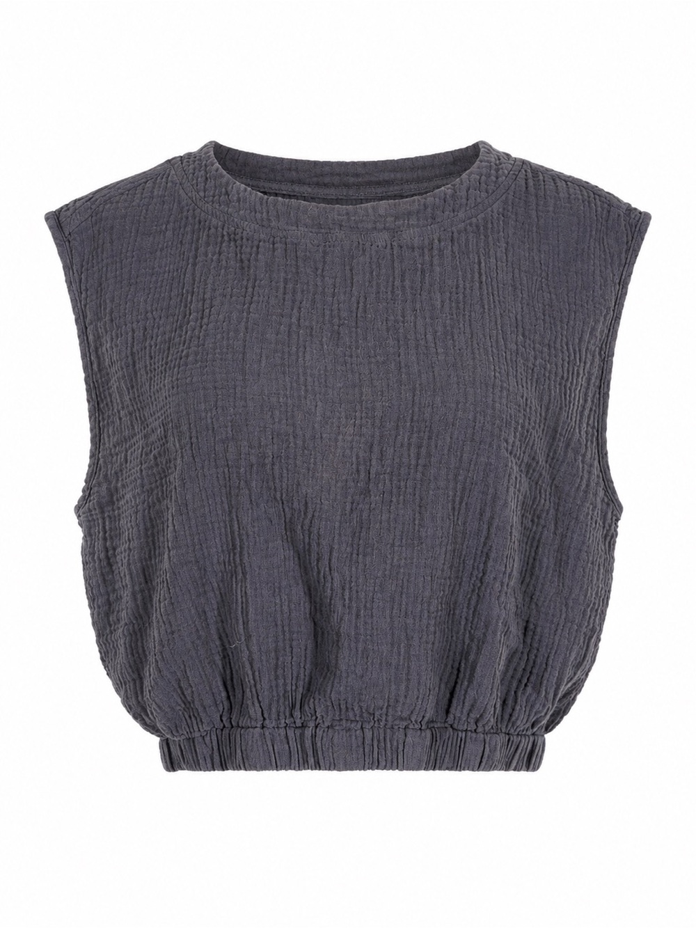 Calvin Klein Charcoal Cotton Gauze Sleeveless Top